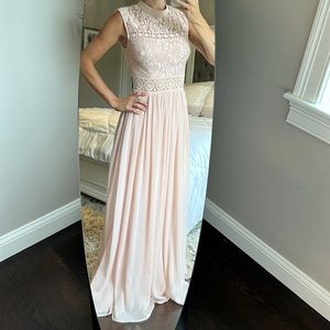 Gorgeous lace rose/petal colored maxi dress size small